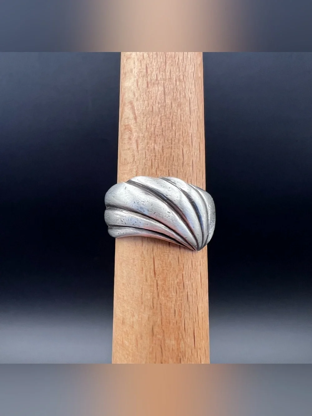Sterling Silver Wide Scalloped Dome Ring